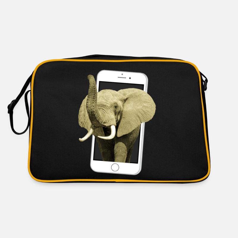Smartphone mit Elefant - Elefant in Afrika - Retro Tasche - Schwarz/Gold