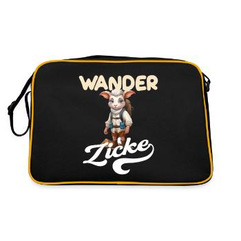 Wandern Ziege Wanderung Natur Frauen Meckern - Retro Tasche - Schwarz/Gold - Hinten