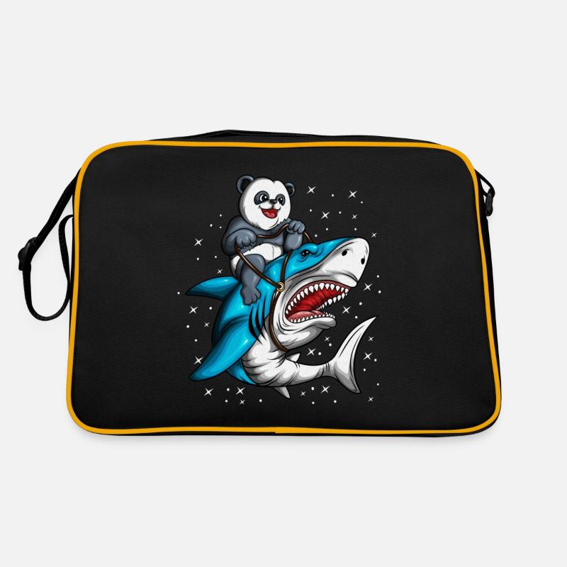 Leçon d’équitation Shark Panda Bear Équitation Requin Sac Retro