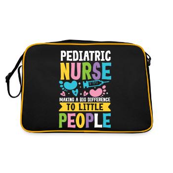 Pediatric Nurse A Big Difference To Little People - Retro Tasche - Schwarz/Gold - Hinten