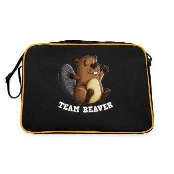 Biber Freunde Kinder Biberliebhaber Waldtier - Retro Tasche - Schwarz/Gold - Hinten
