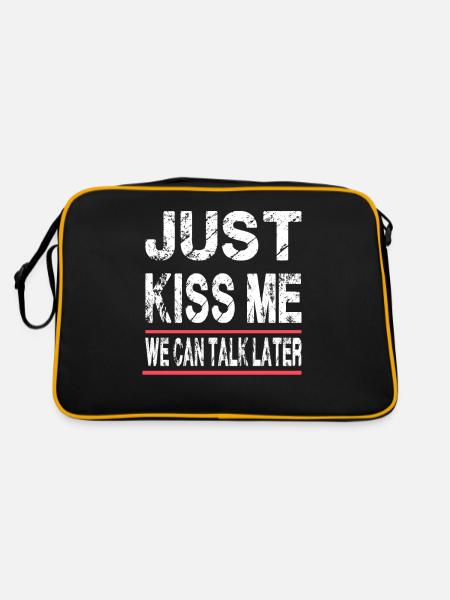 Just Kiss Me We Can Talk Later für Männer und - Retro Tasche - Schwarz/Gold - Hinten