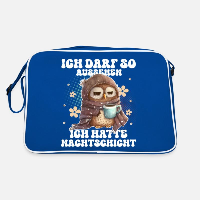 Nachtschicht Eule Kaffee Müde Retro Tasche