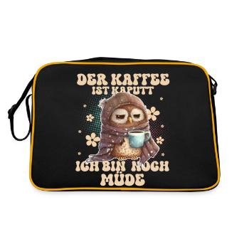 Der Kaffee Ist Kaputt Ich Bin Noch Müde - Retro Tasche - Schwarz/Gold - Hinten