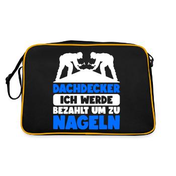 Dachdecker Dachdeckermeister Dachdecken - Retro Tasche - Schwarz/Gold - Hinten