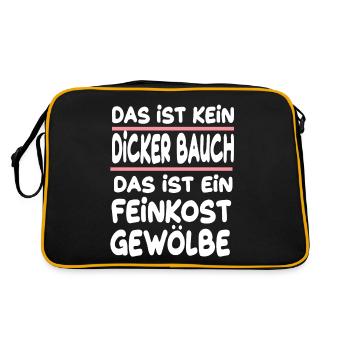 Kein dicker Bauch das ist ein Feinkost Gewölbe - Retro Tasche - Schwarz/Gold - Hinten