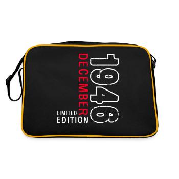 77e anniversaire Original Décembre Né 1946 - Sac Retro - noir/or - Dos