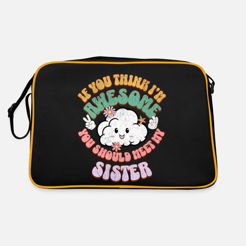 Geschwister Schwester - Retro Tasche - Schwarz/Gold