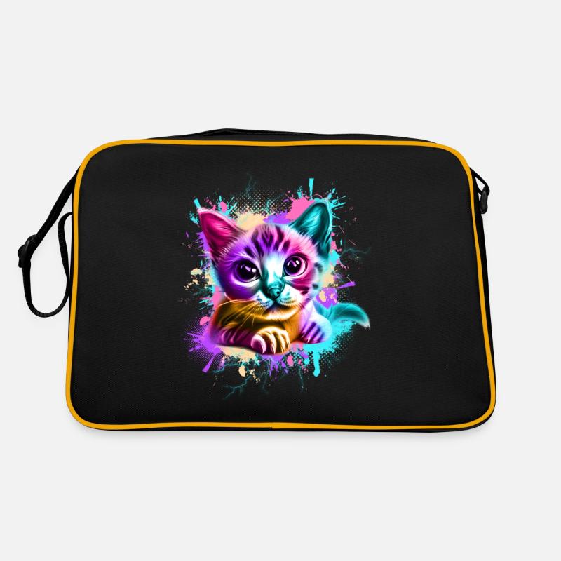 Katze Graffiti Bunt Retro Tasche