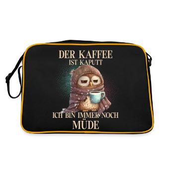 Eule Kaffee - Retro Tasche - Schwarz/Gold - Hinten