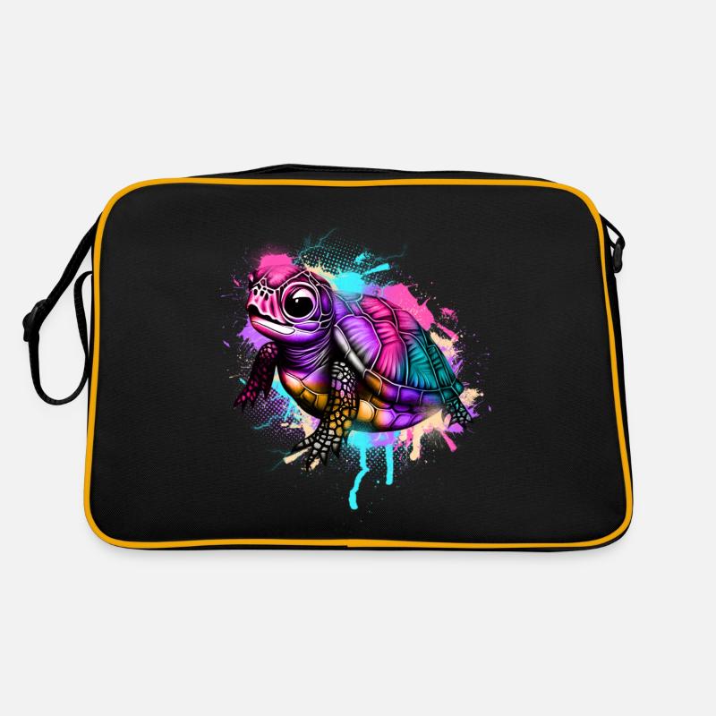 Schildkröte Graffiti Bunt Retro Tasche