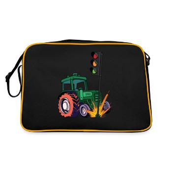 The traffic lights have to go! Tractor rams traffic light - Retro Bag - black/gold - Back