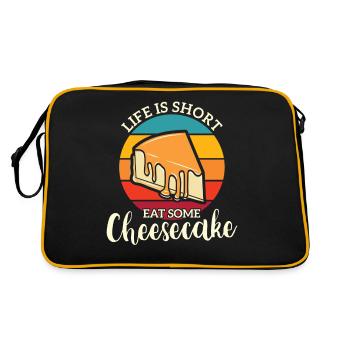 Life Is Short Eat Cheesecake Cake Saying - Retro Bag - black/gold - Back