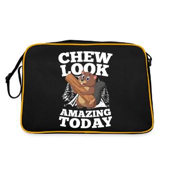 Team Beaver für einen Biberliebhaber und - Retro Tasche - Schwarz/Gold - Hinten