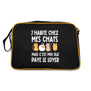 j'habite chez mes chats - Sac Retro - noir/or - Dos