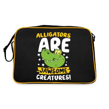 Alligators Are Jawsome Creatures für Krokodil - Retro Tasche - Schwarz/Gold - Hinten