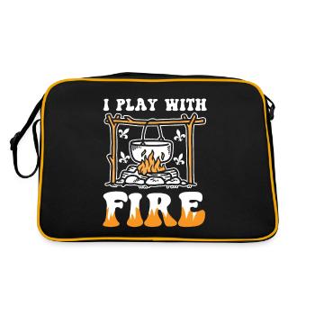 I Play With Fire für einen Pfadfinder und - Retro Tasche - Schwarz/Gold - Hinten