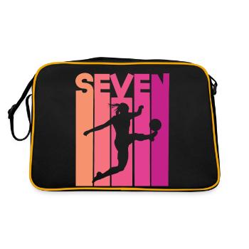 Female Soccer Player 7th Birthday - Retro Bag - black/gold - Back