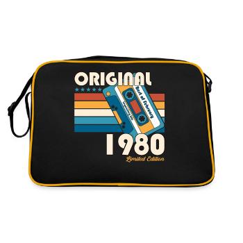 44th Birthday Husband February 1980 Mixtape Cassette - Retro Bag - black/gold - Back