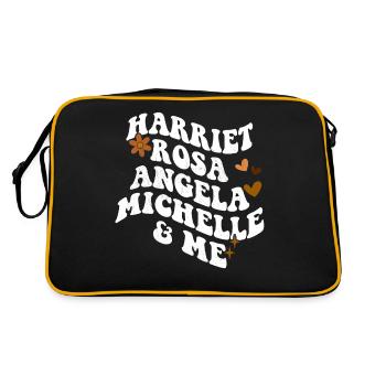 Retro Groovy Melanin Pride Harriet Rosa Angela - Retro Tasche - Schwarz/Gold - Hinten