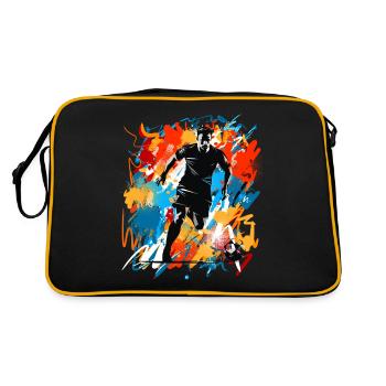 Fußball Fußballer - Retro Tasche - Schwarz/Gold - Hinten