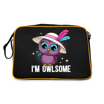 I'M Owlsome Eule Eulen - Retro Tasche - Schwarz/Gold - Hinten