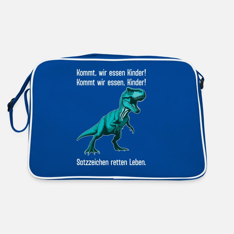 Punctuation Marks Save Lives - Funny Dino Design Retro Bag