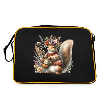 Cottagecore Squirrel Animal Lover Gardening - Retro Bag - black/gold - Back