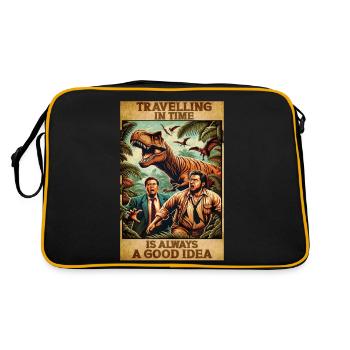 90s movie poster design Time travel T-Rex Humor - Retro Bag - black/gold - Back
