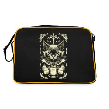 Chat gothique café boire chaton mignon - Sac Retro - noir/or - Dos