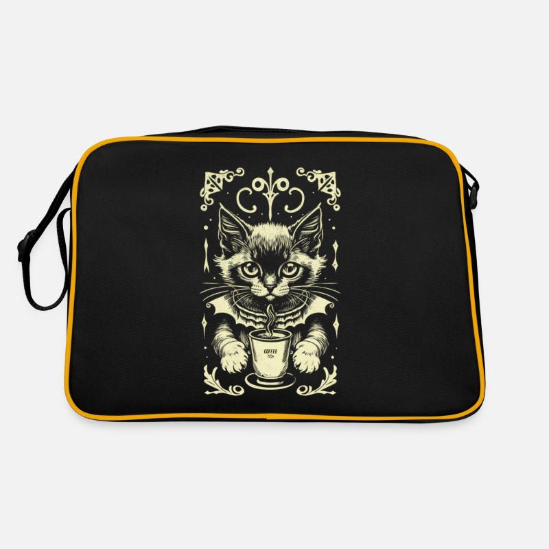 Gothic Cat Coffee Drinking Cute Kitten Retro Bag