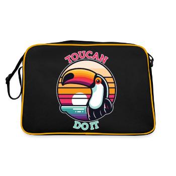 Toucan Do It - Lustiges Tukan Wortspiel - Retro Tasche - Schwarz/Gold - Hinten