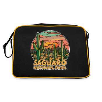 Saguaro-Nationalpark, Arizona, Tucson-Kaktus - Retro Tasche - Schwarz/Gold - Hinten