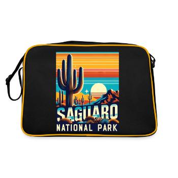 Saguaro-Nationalpark, Arizona, Tucson-Kaktus - Retro Tasche - Schwarz/Gold - Hinten