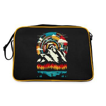 Outdoor - Moderner bunter Berg - Retro Tasche - Schwarz/Gold - Hinten