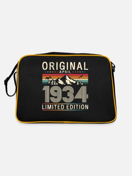 90e anniversaire cadeau mari avril Vintage 1934 - Sac Retro - noir/or - Dos