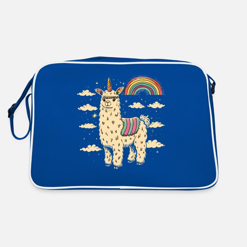 Alpaga funky avec des rayures arc-en-ciel colorées Sac Retro
