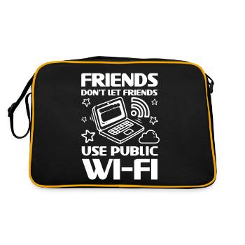 Friends Don't Let Friends Use Public Wi-Fi - Retro Tasche - Schwarz/Gold - Hinten
