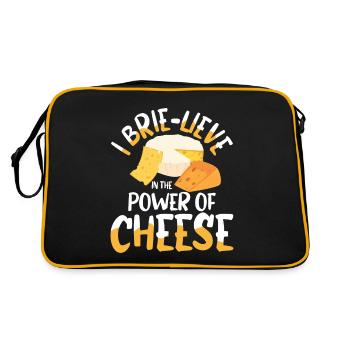 I Brie-lieve In The power Of Cheese - Retro Tasche - Schwarz/Gold - Hinten