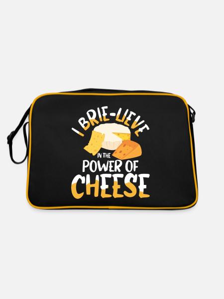 I Brie-lieve In The power Of Cheese - Retro Tasche - Schwarz/Gold - Hinten