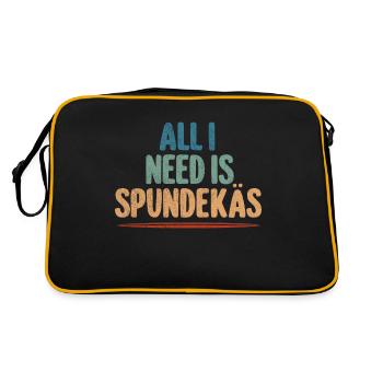 Spundekäs Mainz Meenz Mundart Essen - Retro Tasche - Schwarz/Gold - Hinten