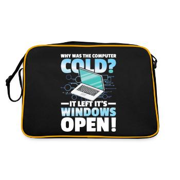 Why Was The Computer cold Left Its Windows Open - Retro Tasche - Schwarz/Gold - Hinten