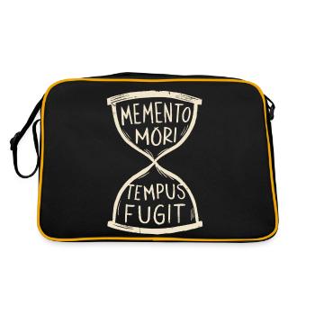 Memento Mori Tempus Fugit Sanduhr Stoisch - Retro Tasche - Schwarz/Gold - Hinten