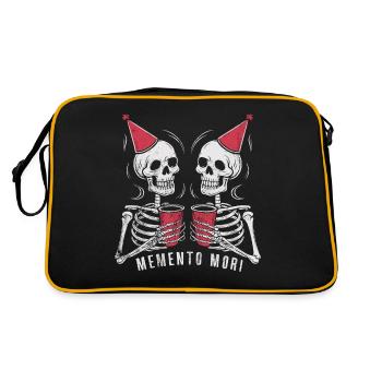 Lustig Memento Mori Skelett Party Stoisch Latein - Retro Tasche - Schwarz/Gold - Hinten