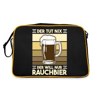 Der tut nix der will nur Rauchbier Bamberg Bier - Retro Tasche - Schwarz/Gold - Hinten