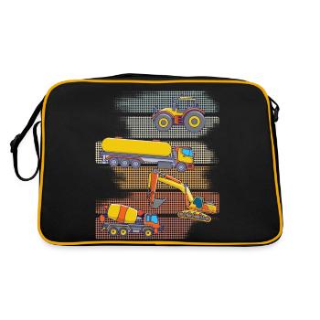 Bagger Lkw Traktor .... - Retro Tasche - Schwarz/Gold - Hinten