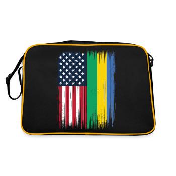 Gabonese Roots and Gabon American Flag - Retro Bag - black/gold - Back