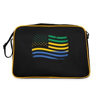 Gabonese Roots and Gabon American Flag - Retro Bag - black/gold - Back