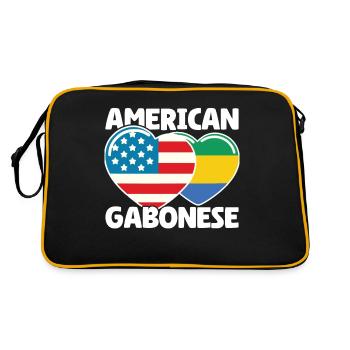 Gabonese Roots and Gabon American Flag - Retro Bag - black/gold - Back