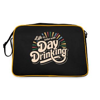 La vie est meilleure avec Day Drinking Funny Alcohol 80s - Sac Retro - noir/or - Dos